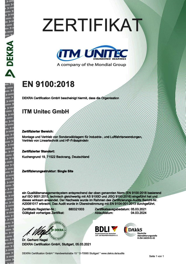 ISO 9100 Zertifikat