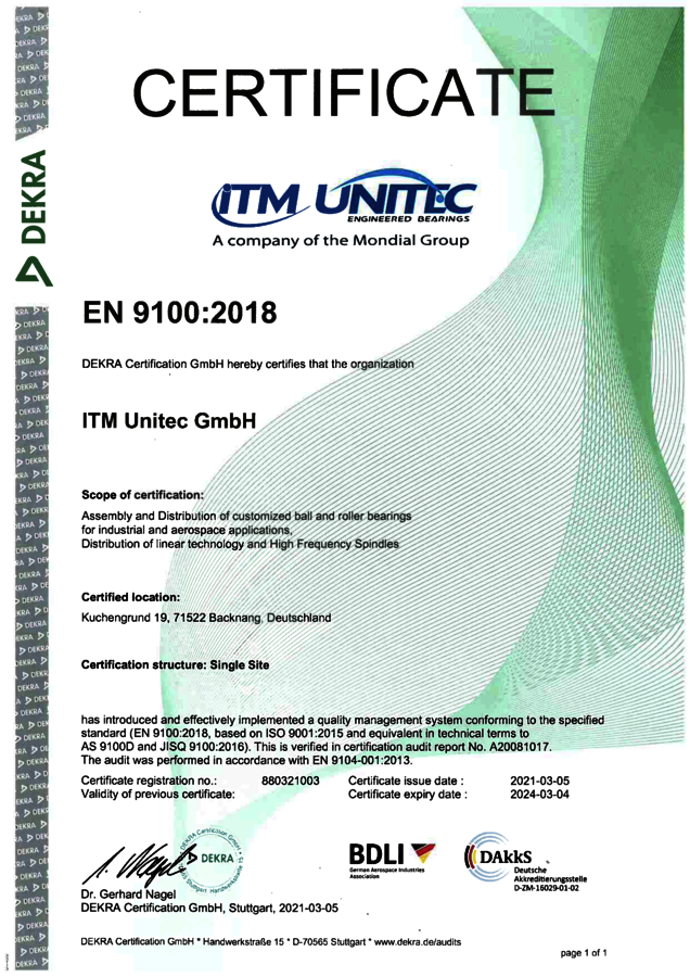 EN 9100 Certificate